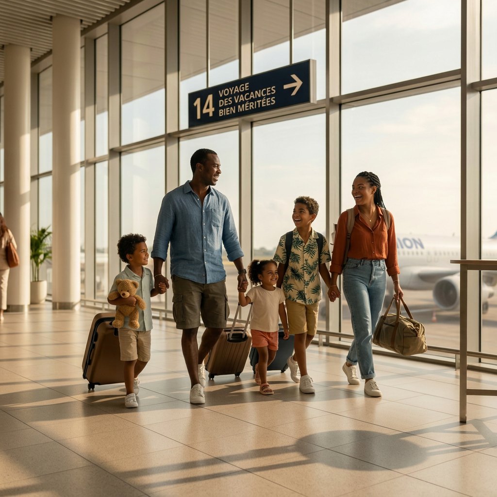 Famille à l'aéroport pour un voyage